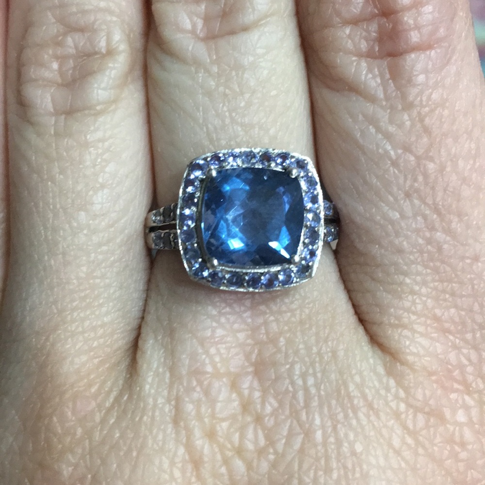 Fluorite and tanzanite ring